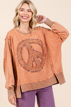 Load image into Gallery viewer, Mittoshop OVERSIZED Peace Sign Patch Sweatshirt in Persimmon
