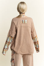 Load image into Gallery viewer, J.Her Layered Top with Peace Sign Patch in Latte
