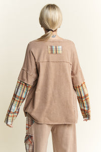 J.Her Layered Top with Peace Sign Patch in Latte