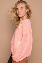 Load image into Gallery viewer, POL Chenille Knit Sweater with Multi Colored Flower Appliques in Coral
