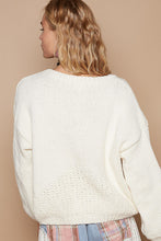 Load image into Gallery viewer, POL Chenille Knit Sweater with Multi Colored Flower Appliques in Powder Cream
