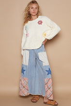 Load image into Gallery viewer, POL Chenille Knit Sweater with Multi Colored Flower Appliques in Powder Cream
