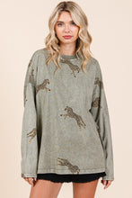 Load image into Gallery viewer, Mittoshop Mineral Washed Cheetah Print Top in Sage
