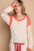 Load image into Gallery viewer, POL Jersey Knit FITTED Top with Floral Print Details in Almond
