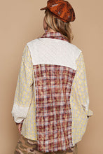 Load image into Gallery viewer, POL OVERSIZED Mixed Fabric Top with Stud Details in Red Brick Multi
