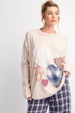 Load image into Gallery viewer, Easel OVERSIZED Heart Patched Knit Top in Beige
