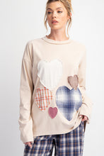 Load image into Gallery viewer, Easel OVERSIZED Heart Patched Knit Top in Beige
