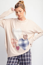 Load image into Gallery viewer, Easel OVERSIZED Heart Patched Knit Top in Beige
