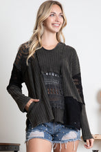 Load image into Gallery viewer, BlueVelvet Multi Fabric Lace Inset Hooded Top in Black
