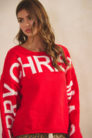 LovLov MERRY CHRISTMAS Knit Sweater in Red