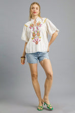 Load image into Gallery viewer, Umgee Boho Floral Print Top with Embroidery in Butter
