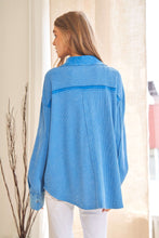 Load image into Gallery viewer, Davi &amp; Dani Textured Knit Button Down Top in Bubble Blue
