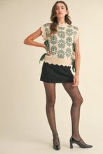 Load image into Gallery viewer, &amp;merci Floral Pattern Knit Sweater Vest in Hunter Green
