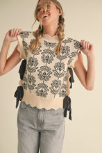 Load image into Gallery viewer, &amp;merci Floral Pattern Knit Sweater Vest in Charcoal
