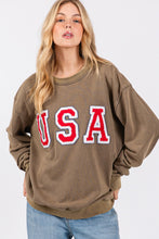 Load image into Gallery viewer, Sage+Fig Mineral Washed USA Letter Patched Top in Olive
