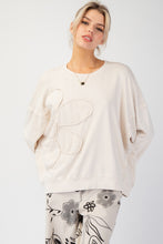 Load image into Gallery viewer, Easel Terry Knit Top with Flower Patch in Ecru ON ORDER
