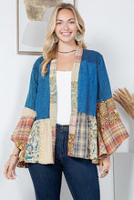 Load image into Gallery viewer, Young Threads Open Front Western Boho Kimono in Denim
