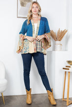 Load image into Gallery viewer, Young Threads Open Front Western Boho Kimono in Denim
