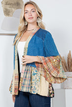 Load image into Gallery viewer, Young Threads Open Front Western Boho Kimono in Denim
