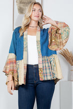 Load image into Gallery viewer, Young Threads Open Front Western Boho Kimono in Denim
