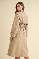 MABLE  Embroidered Trench Coat in Taupe