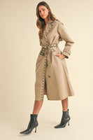 MABLE  Embroidered Trench Coat in Taupe