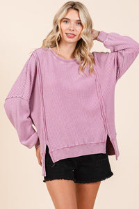 Mittoshop OVERSIZED Waffle Knit Top in Rose