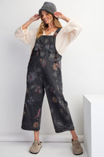 Load image into Gallery viewer, Easel Washed Floral Print Jumpsuit in Black Denim
