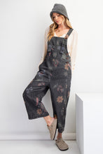 Load image into Gallery viewer, Easel Washed Floral Print Jumpsuit in Black Denim
