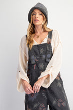 Load image into Gallery viewer, Easel Washed Floral Print Jumpsuit in Black Denim
