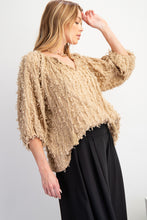 Load image into Gallery viewer, Easel Solid Color Textured and Frayed Top in Khaki
