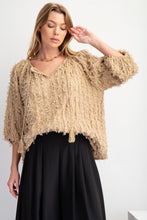 Load image into Gallery viewer, Easel Solid Color Textured and Frayed Top in Khaki
