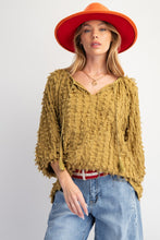 Load image into Gallery viewer, Easel Solid Color Textured and Frayed Top in Light Olive
