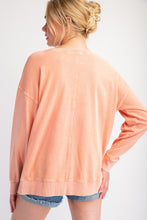 Load image into Gallery viewer, Easel Terry Knit Pullover Top with Smiley Face on Front in Guava
