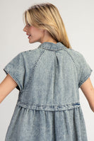 ee:some Mineral Washed Button Down Mini Dress in Denim