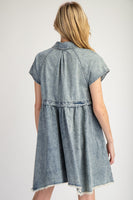 ee:some Mineral Washed Button Down Mini Dress in Denim