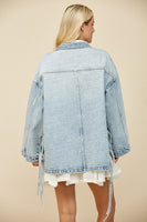 Wisteria Lane OVERSIZED Denim Jacket with Side Ties in Light Denim ON ORDER