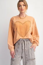 Load image into Gallery viewer, Easel Studded Heart Patch Top in Apricot
