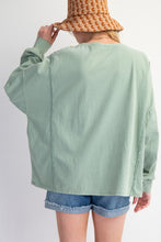 Load image into Gallery viewer, Easel Studded Heart Patch Top in Sage
