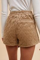 AnnieWear Quilted Textured Velvet Skort in Taupe