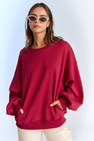 Papermoon Lea OVERSIZED Solid Color Sweatshirt in Mulberry