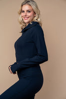 White Birch Lightweight Knit Solid Color CROPPED Jacket in Black