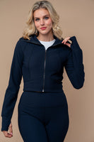 White Birch Lightweight Knit Solid Color CROPPED Jacket in Black