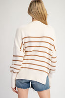 ee:some Contrasting Color Striped Sweater in Oatmeal