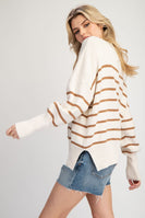 ee:some Contrasting Color Striped Sweater in Oatmeal