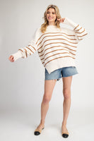 ee:some Contrasting Color Striped Sweater in Oatmeal