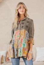 Load image into Gallery viewer, Young Threads Vintage Boho Tiered top in Gravel ON ORDER
