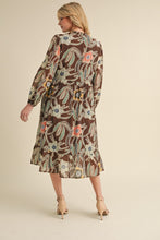 Load image into Gallery viewer, Jodifl Floral Print Midi Dress with Pockets in Brown Mix ON ORDER
