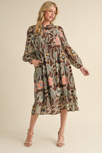 Load image into Gallery viewer, Jodifl Floral Print Midi Dress with Pockets in Brown Mix ON ORDER
