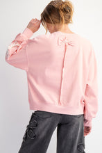 Load image into Gallery viewer, Easel Terry Knit Pullover Top with Bow Patches in Blush
